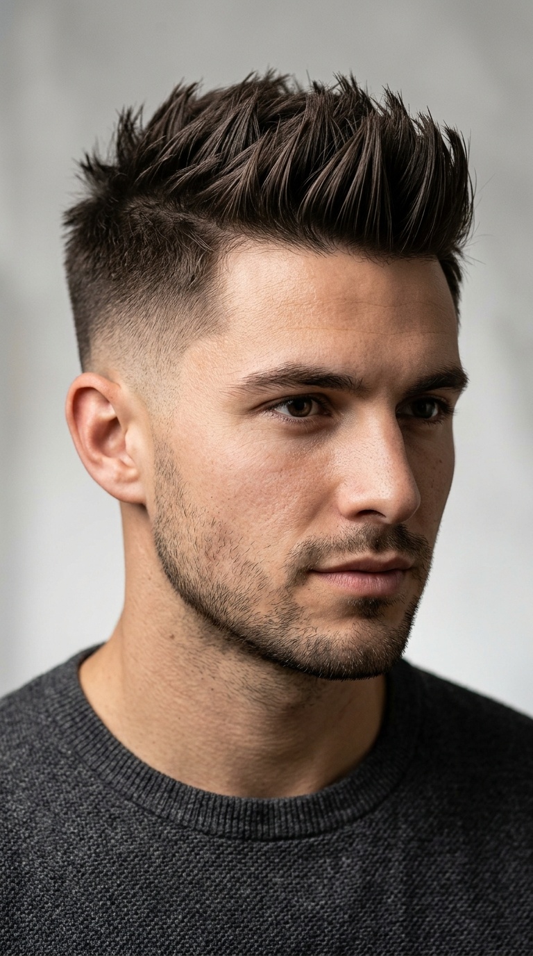 Low Fade with Straight Spiky Top