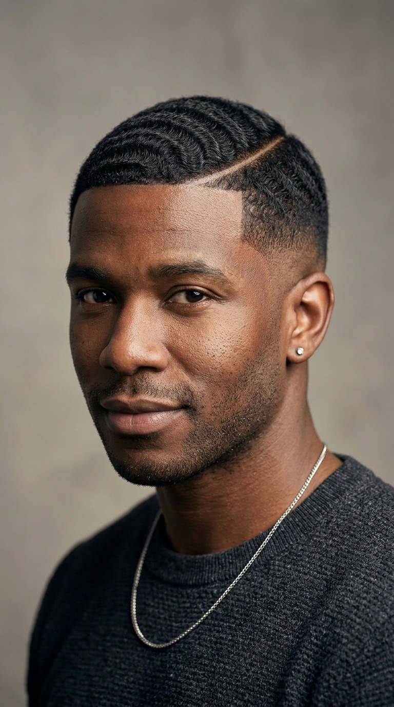 Low-Fade with Wavy Hard Part