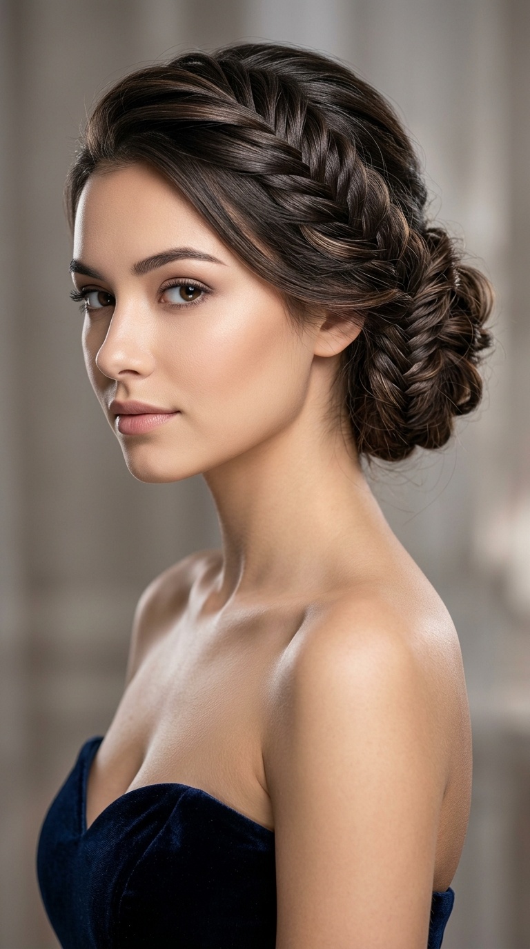 Low Fishtail Braid Updo
