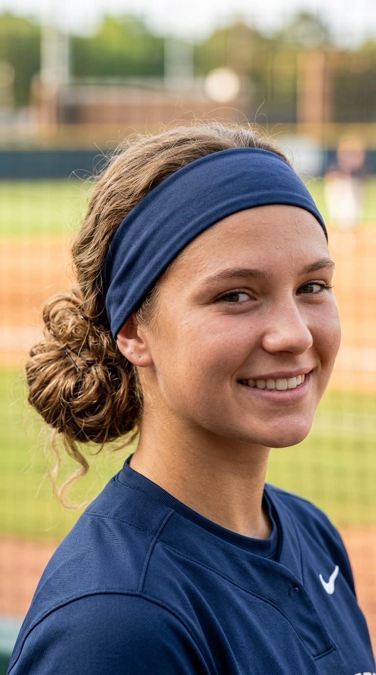 Low Messy Bun with Athletic Headband