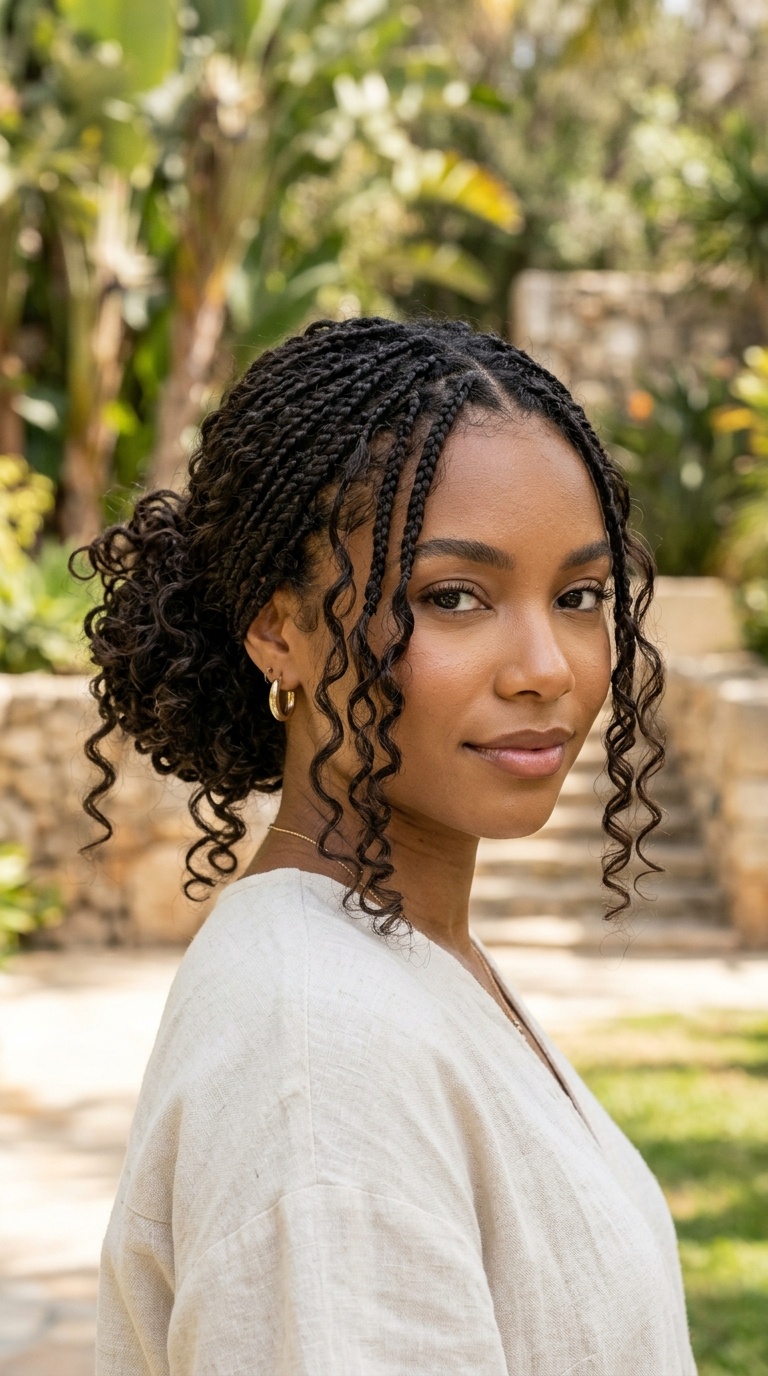 Low Messy Bun with Face-Framing Curls