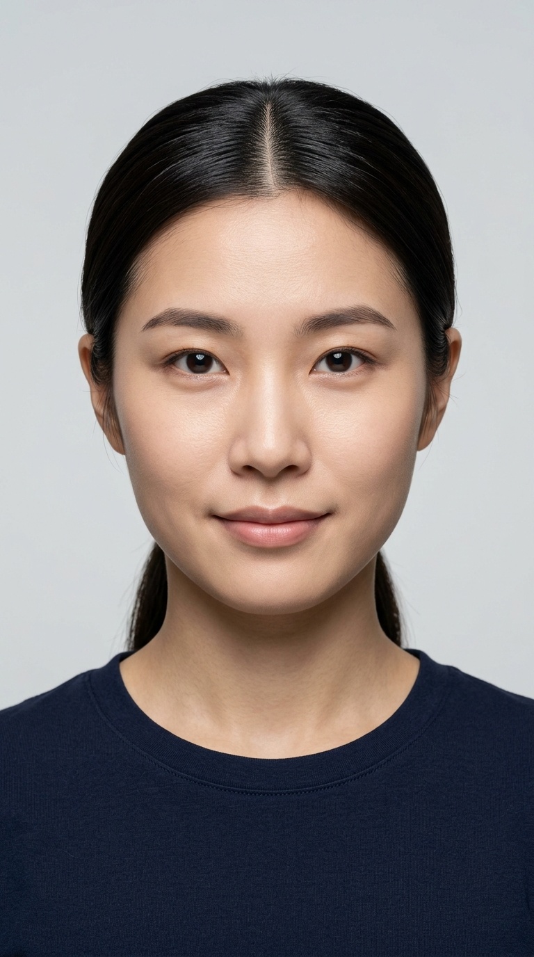 Low Ponytail with Middle Part