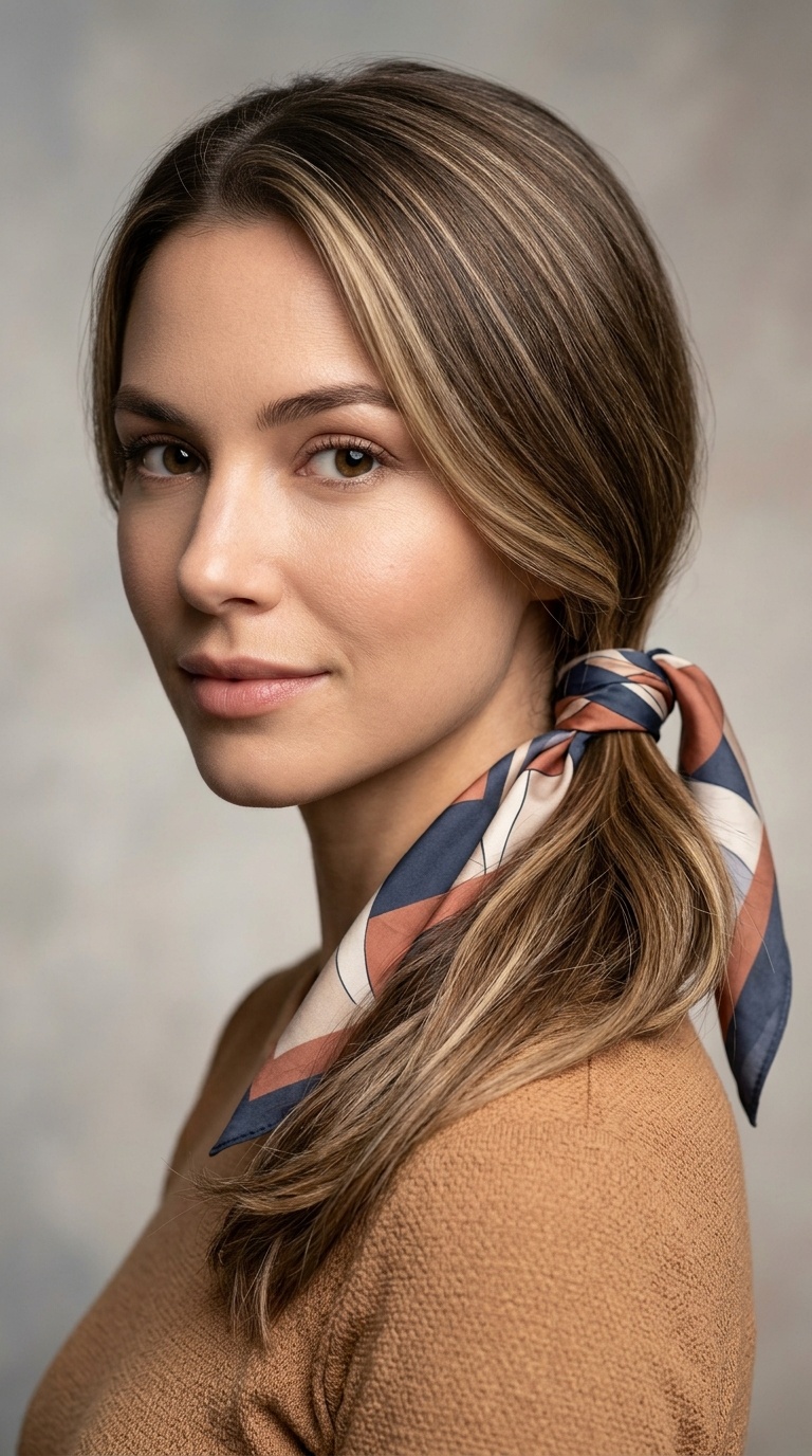 Low Ponytail with Scarf