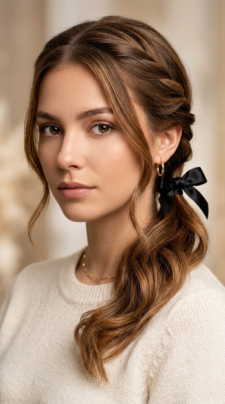 Low Ponytail with Twisted Sides
