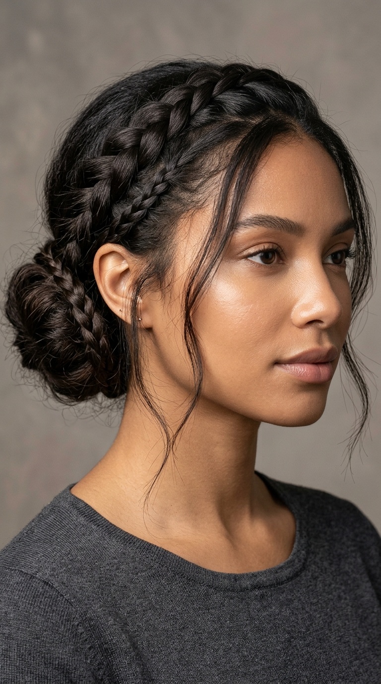Low Side Bun with Braids