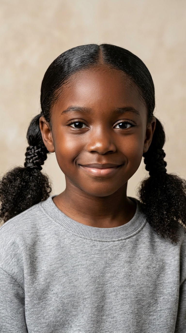 Low Sleek Pigtails with Braided Wraps