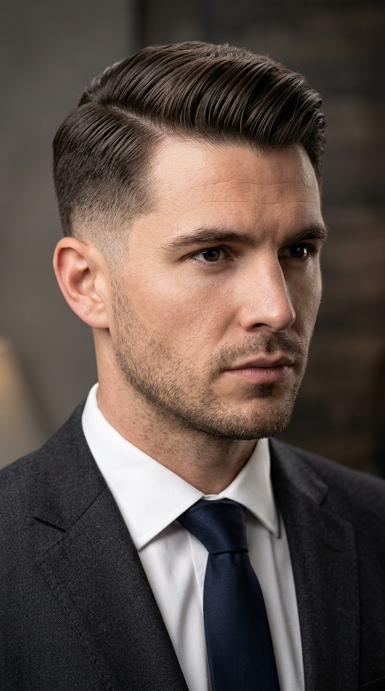 Low Taper Fade with Side Sweep