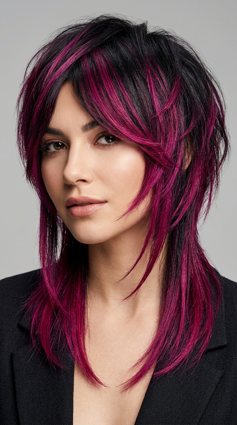 Magenta Pixie-Front Long Back