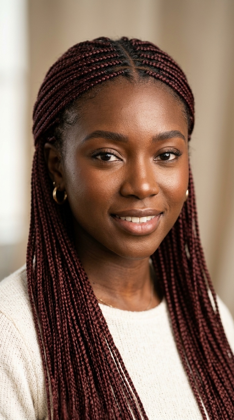 Maroon Micro Braids