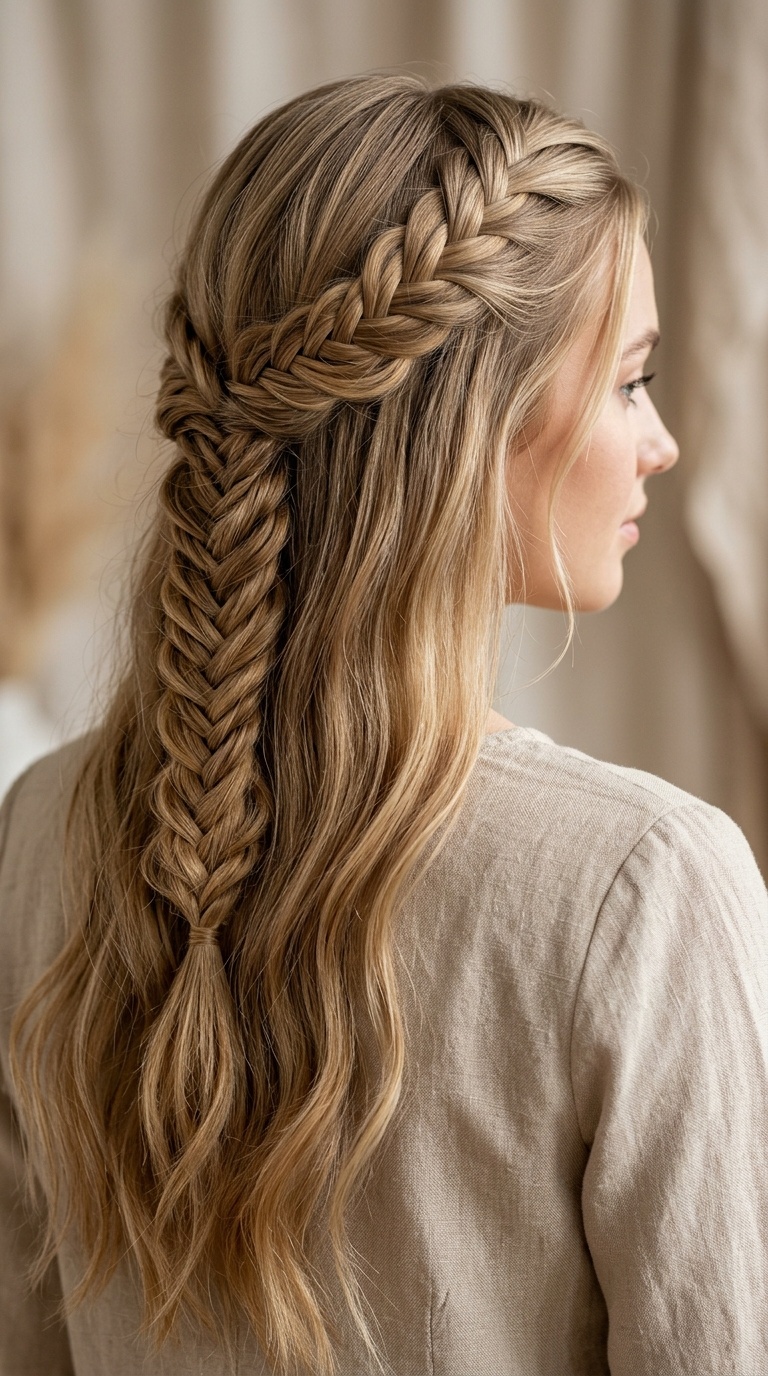 Mermaid Braid Half-Up Cascade