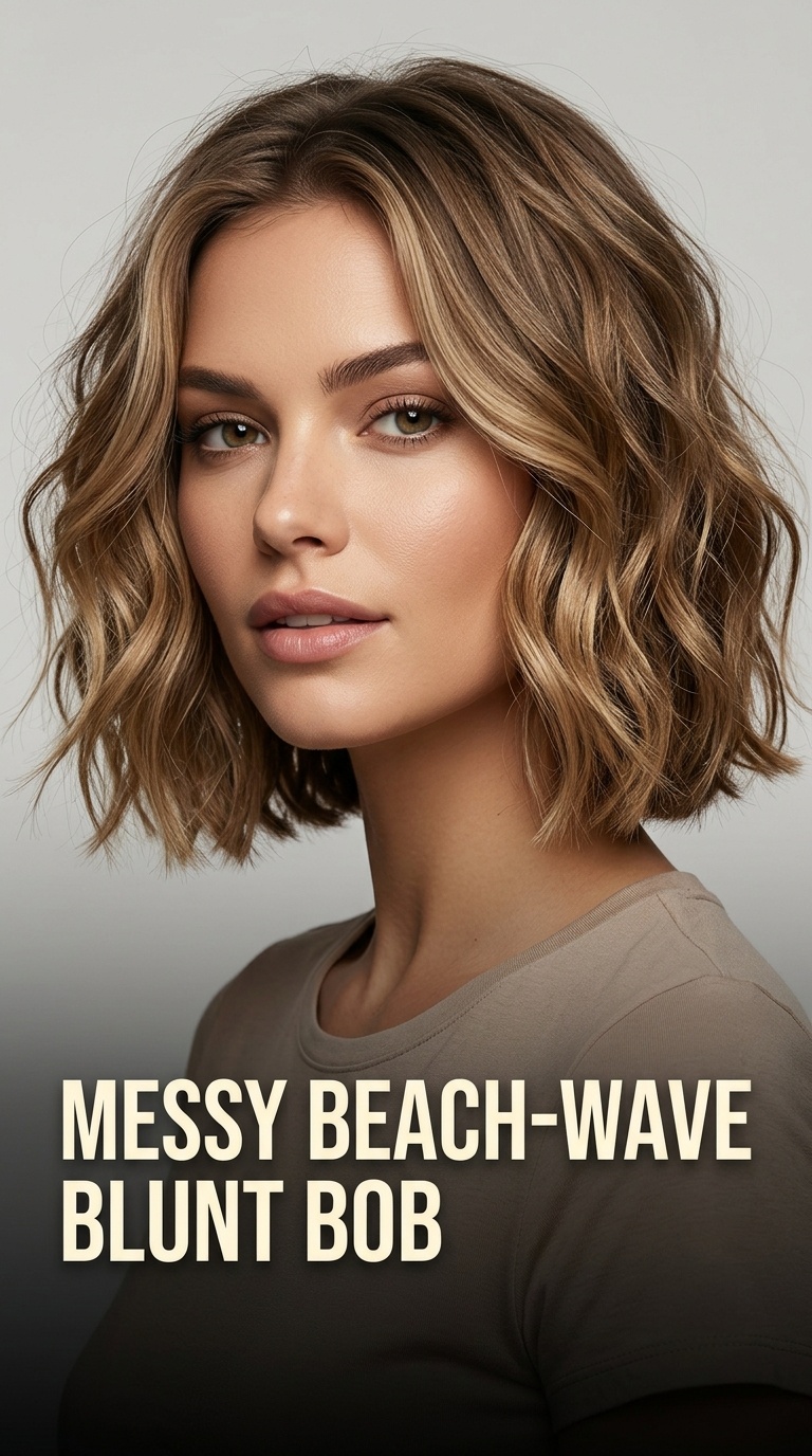 Messy Beach-Wave Blunt Bob