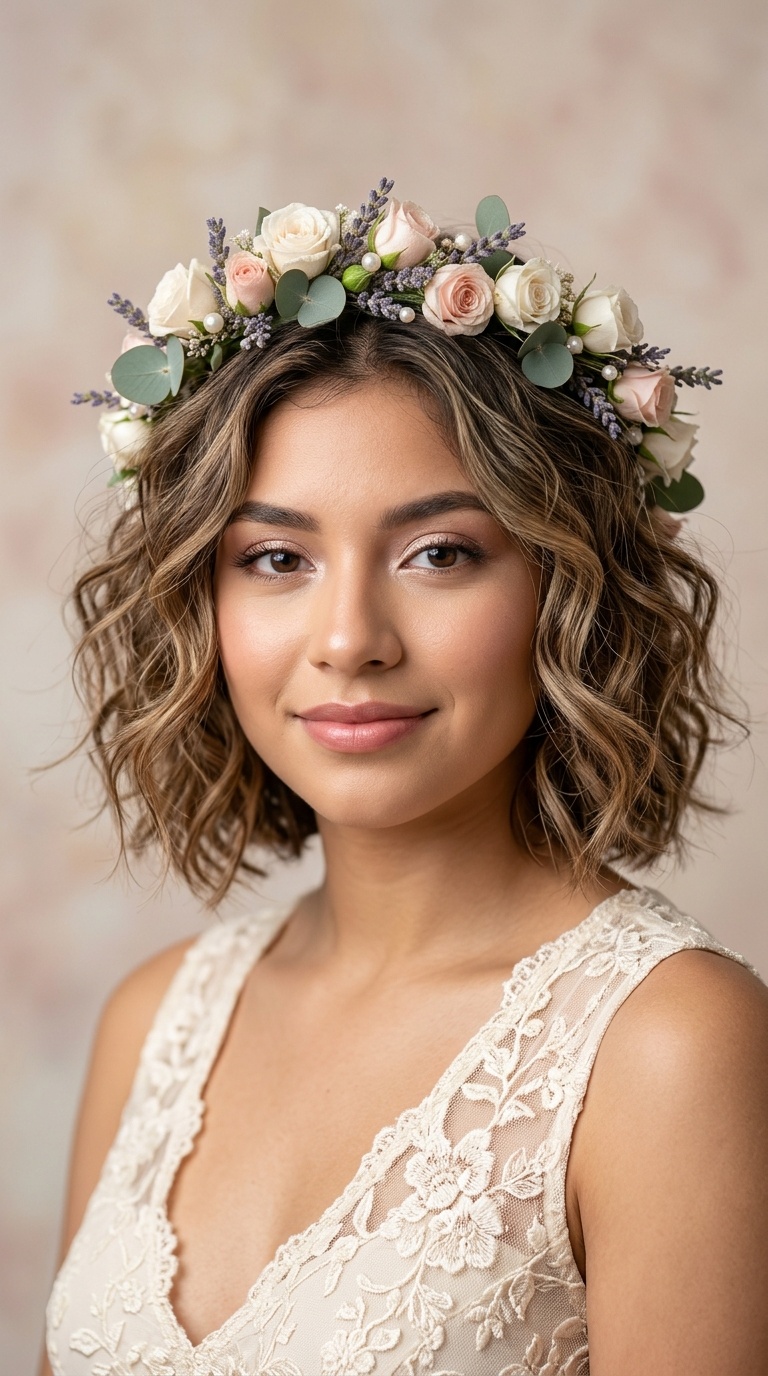 Messy Beach Waves and a Floral Crown
