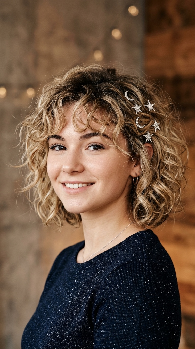 Messy Bob with Star Hair Pins