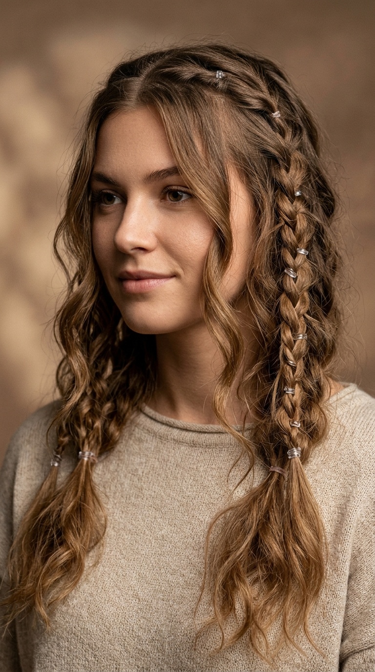 Messy Boho Braids with Elastic Ties