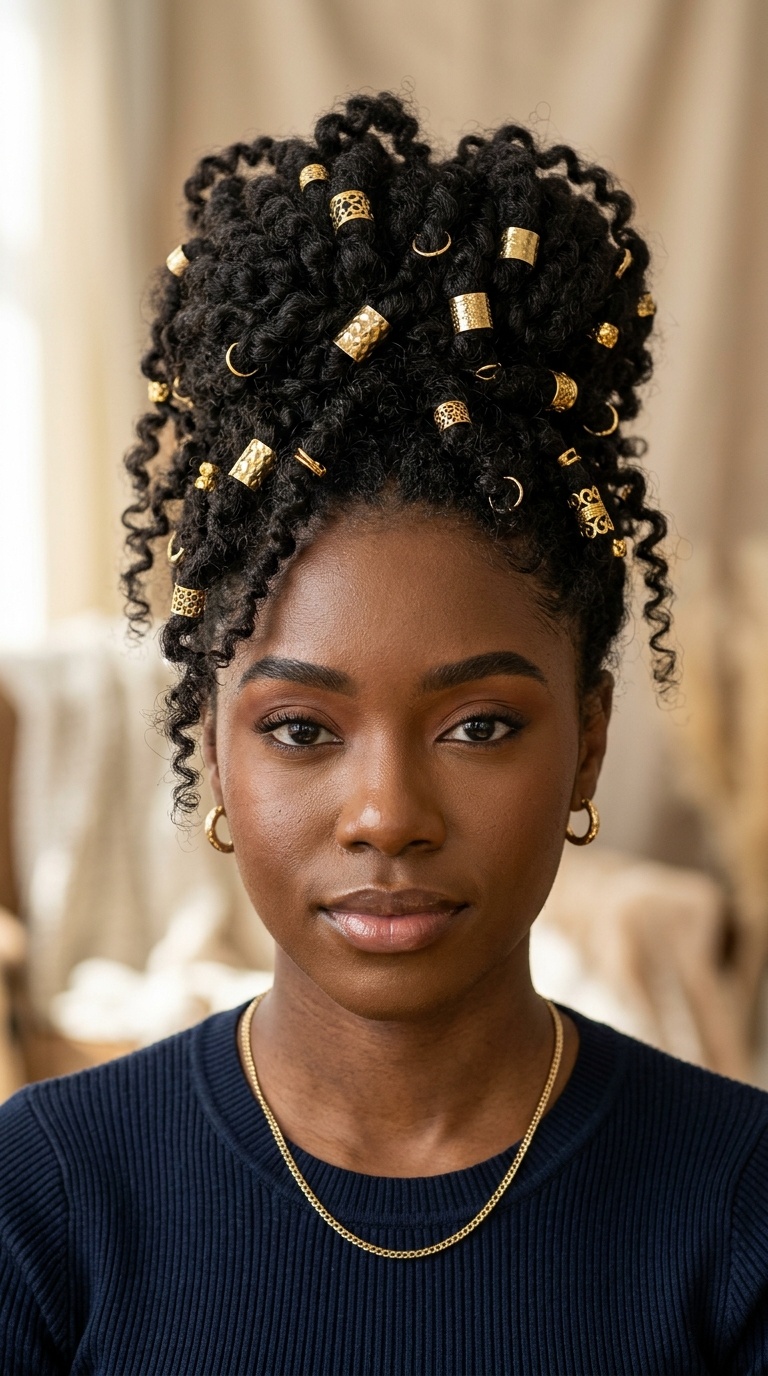 Messy Bun with Gold Cuffs