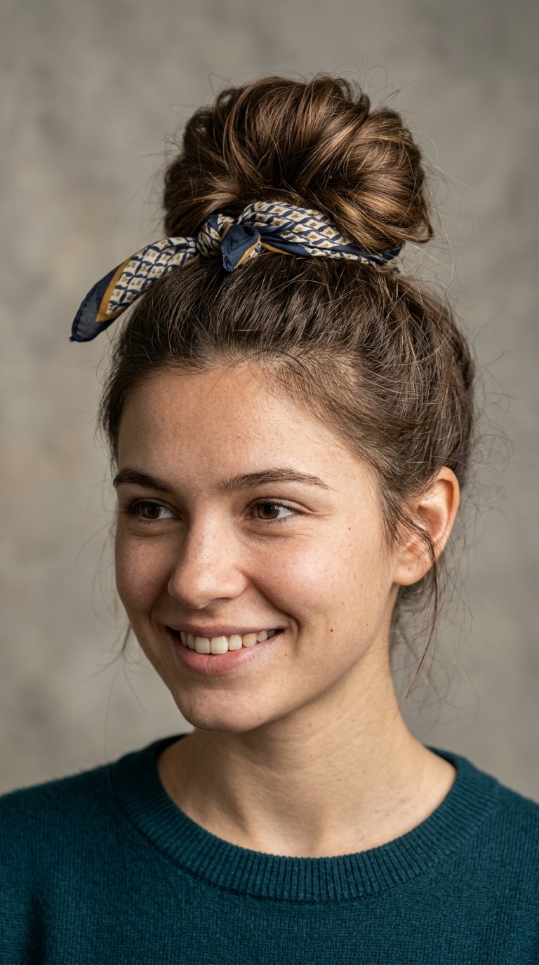 Messy Bun with Scarf