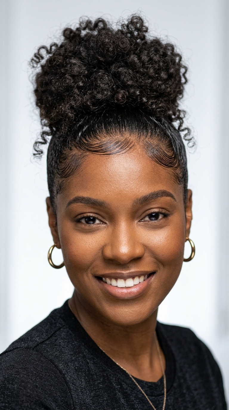 Messy Bun with Sleek Swooped Edges