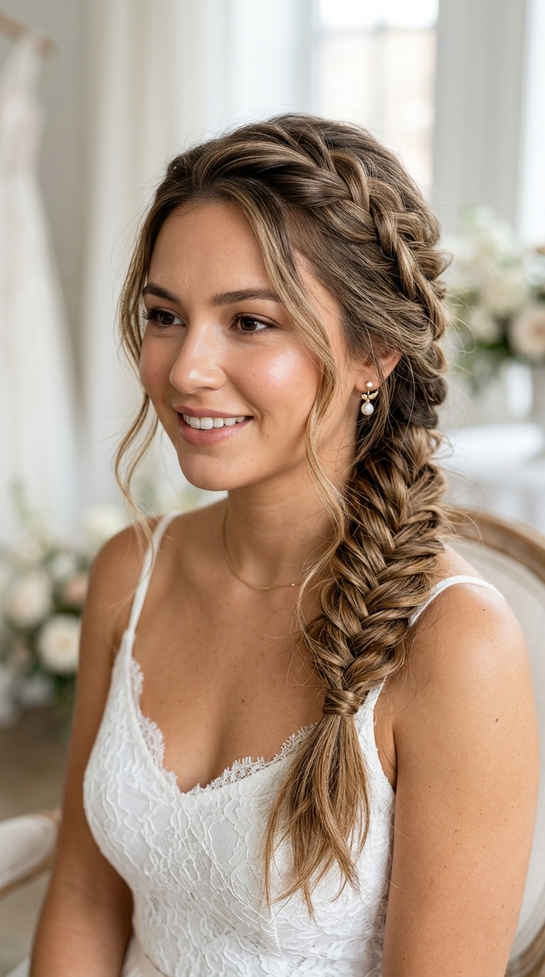 Messy Fishtail Braid with Tendrils