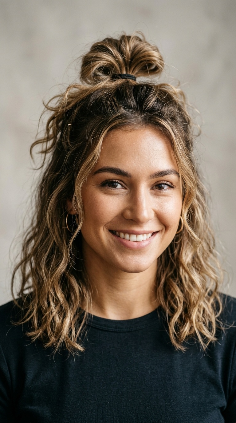 Messy Half-Up Top Knot