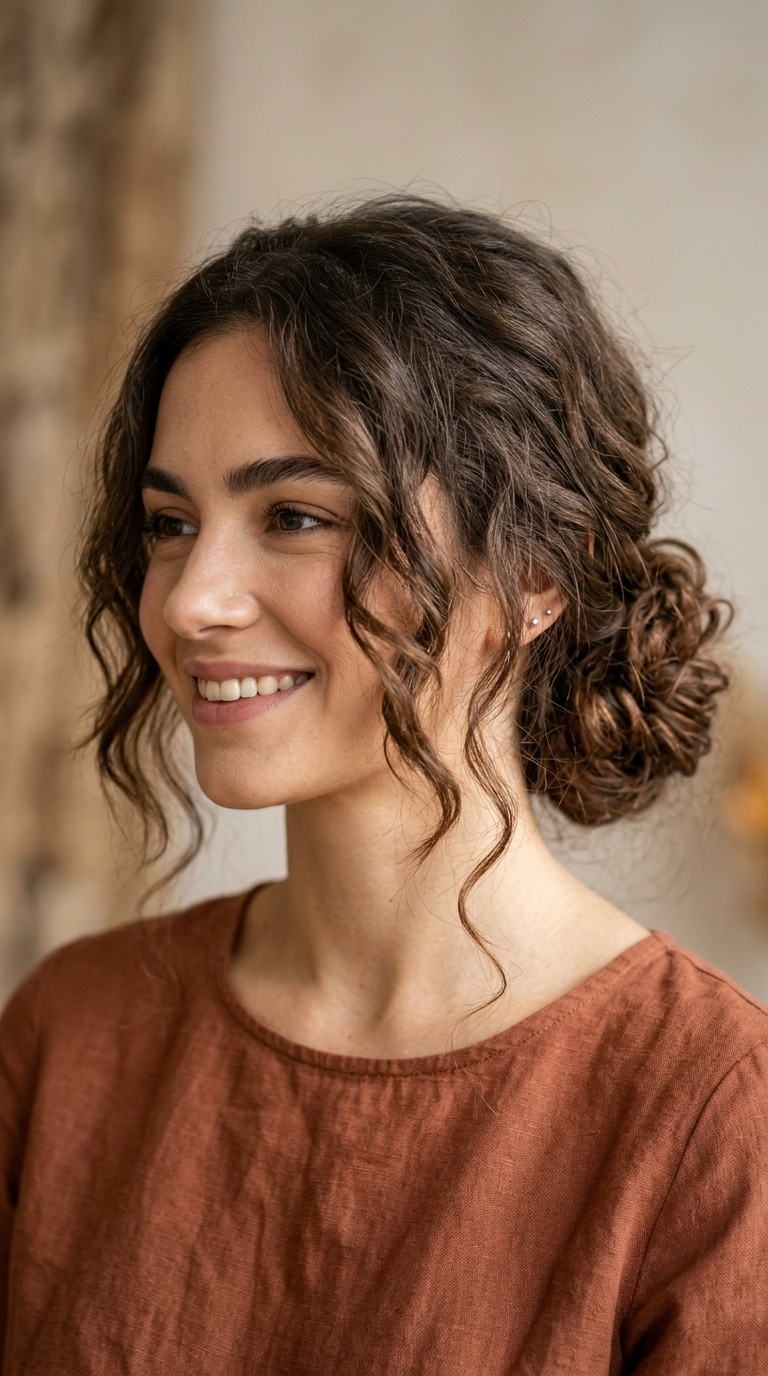 Messy Low Bun with Face-Framing Tendrils
