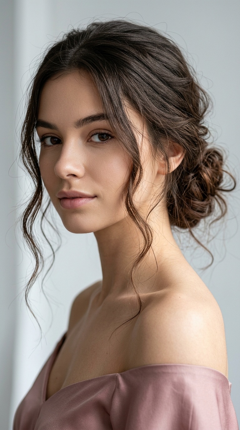 Messy Low Bun with Tendrils