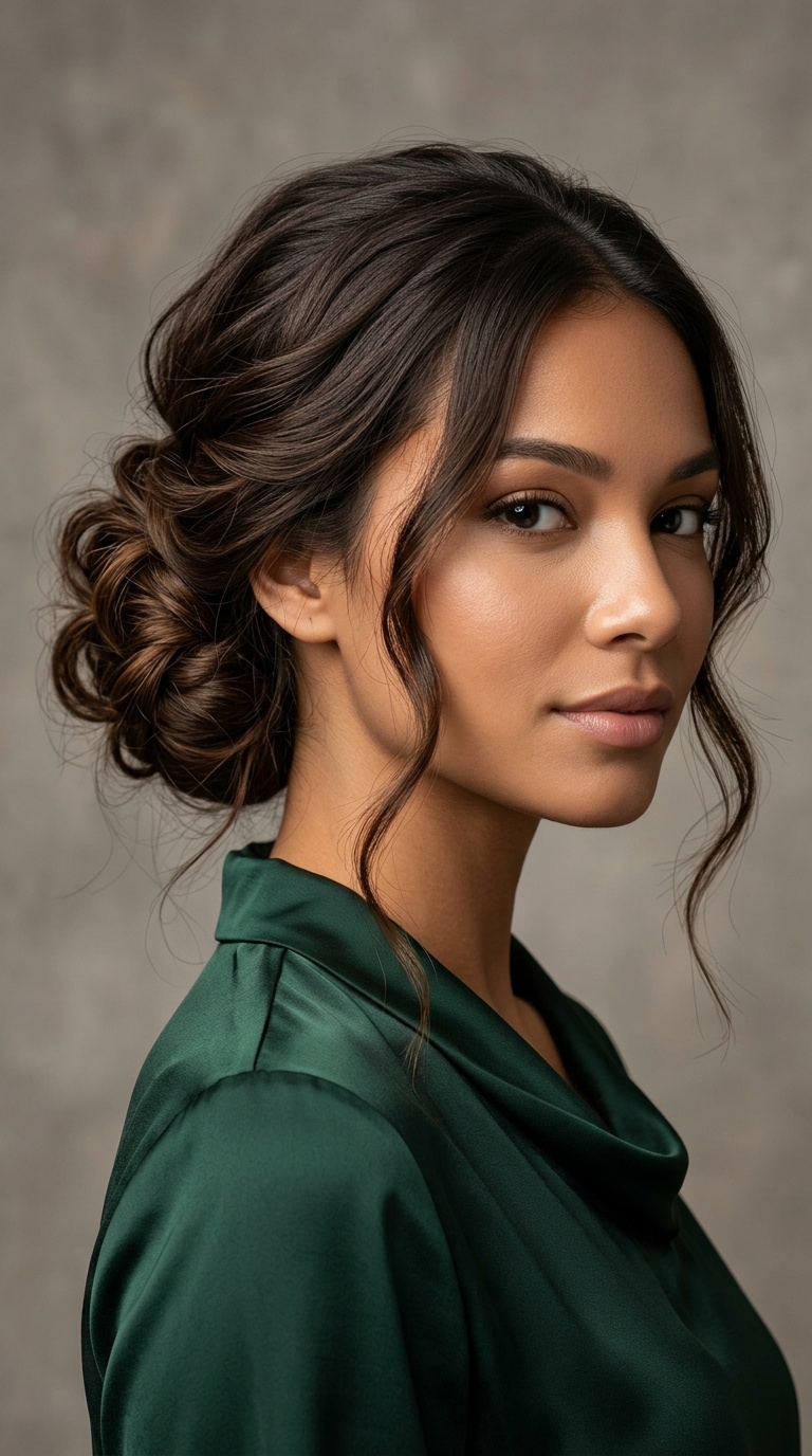 Messy Low Bun with Tendrils
