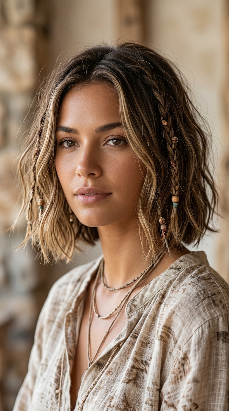 Messy Part Boho Bob