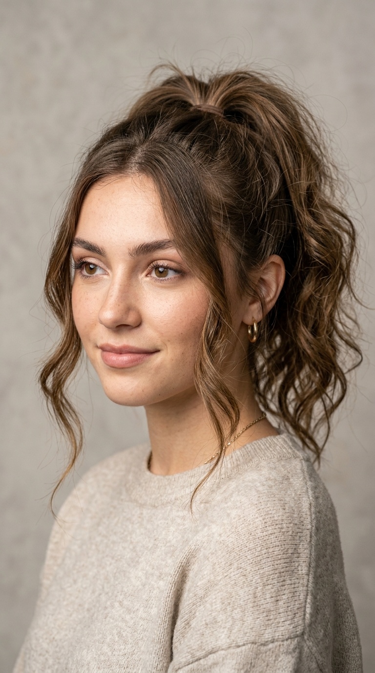 Messy Pony with Face-Framing Strands