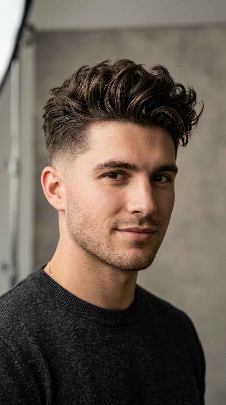 Messy Quiff with Taper Fade