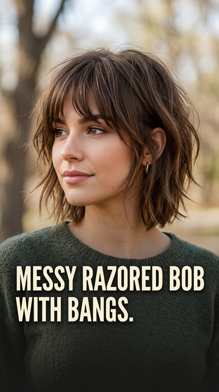 Messy Razored Bob with Bangs