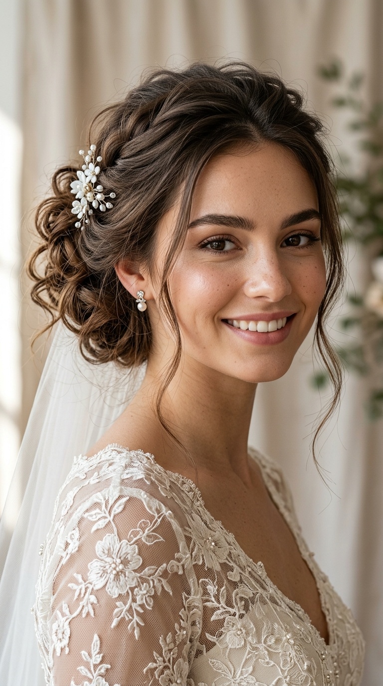 Messy Romantic Updo with Side Placement