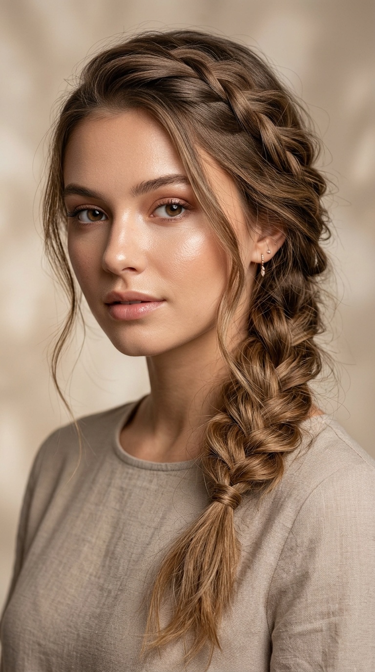 Messy Textured Braid with Beach Waves