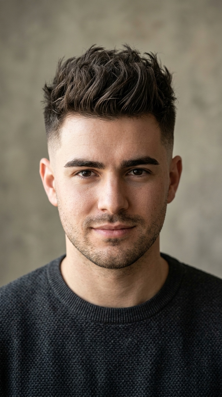 Messy Textured Top with High Fade