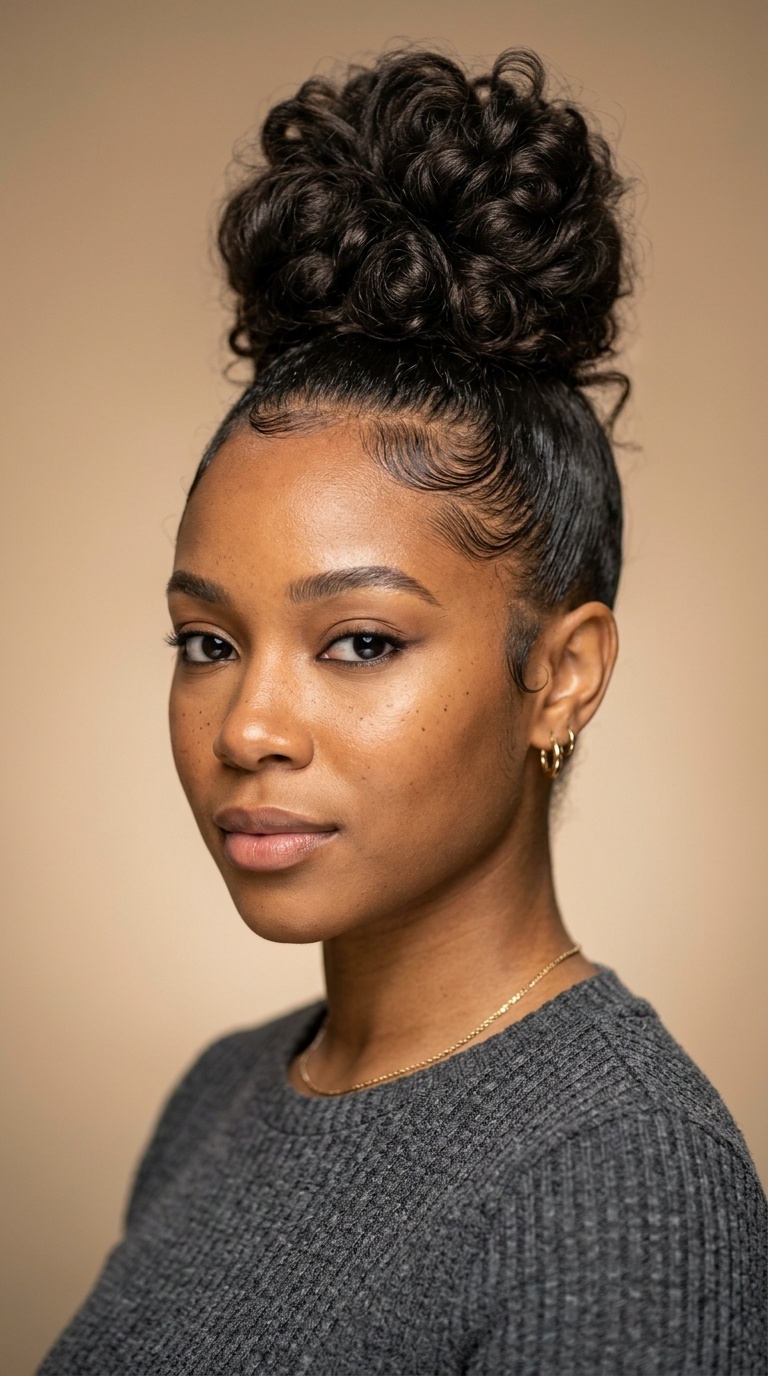 Messy Top Knot with Sleek Edges