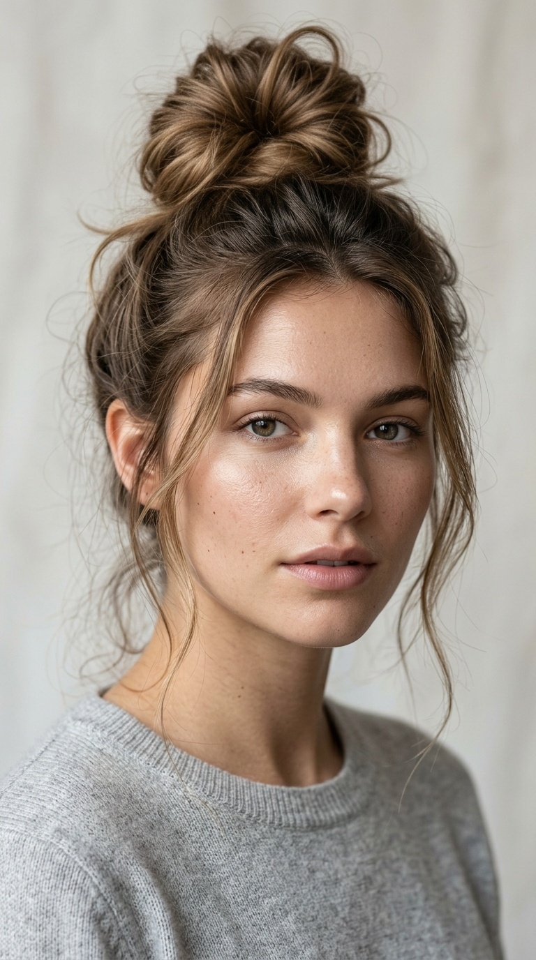 Messy Top Knot with Tendrils