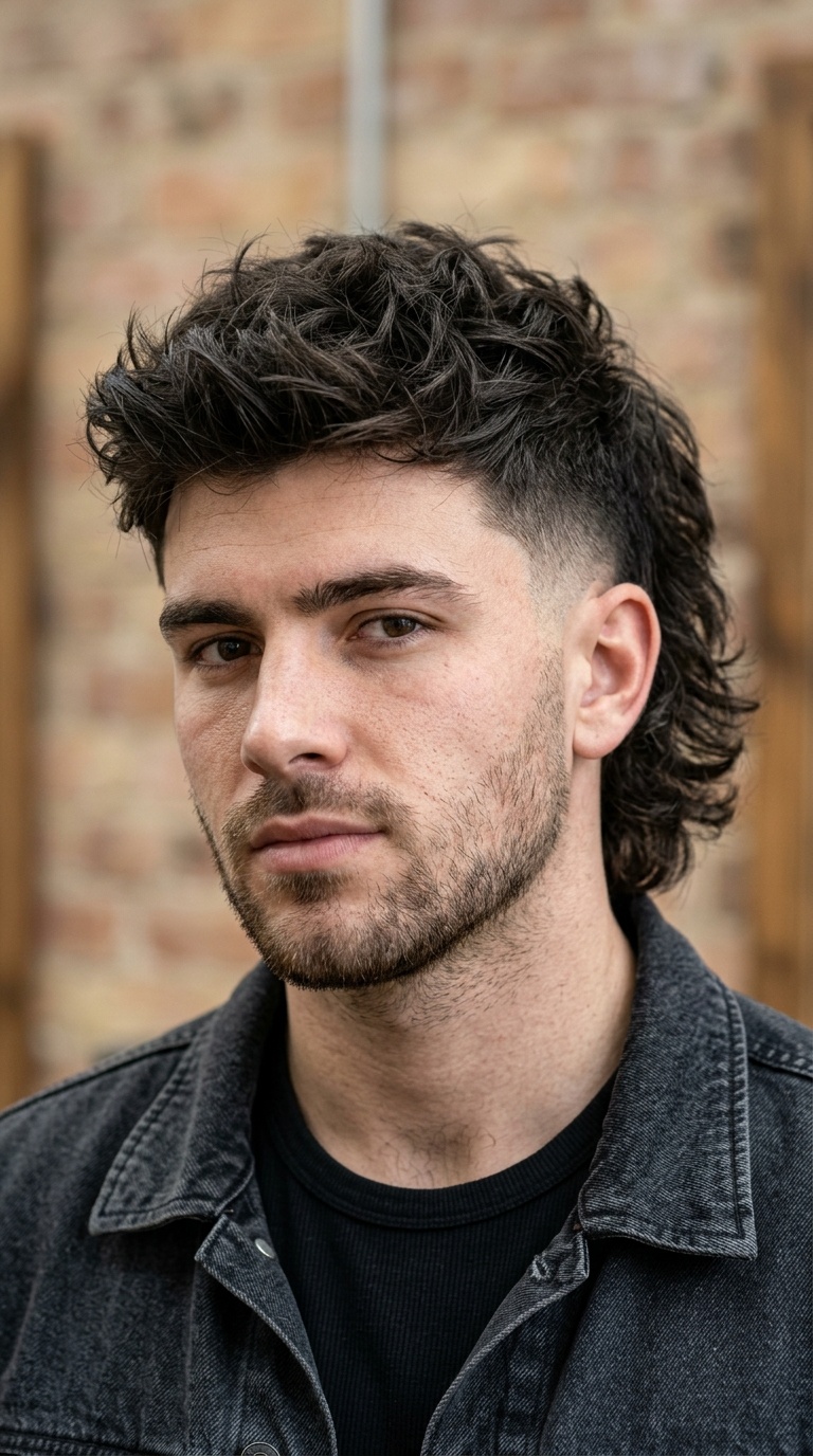 Messy Top Mullet with High Taper