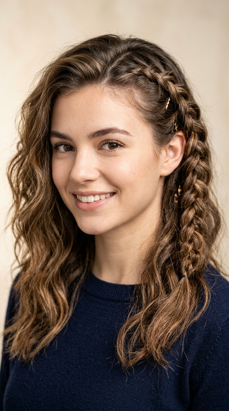 Messy Wave with Tight Side Braid