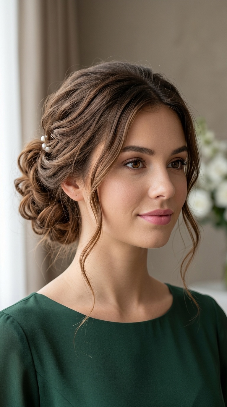 Messy Wavy Bun with Tendrils