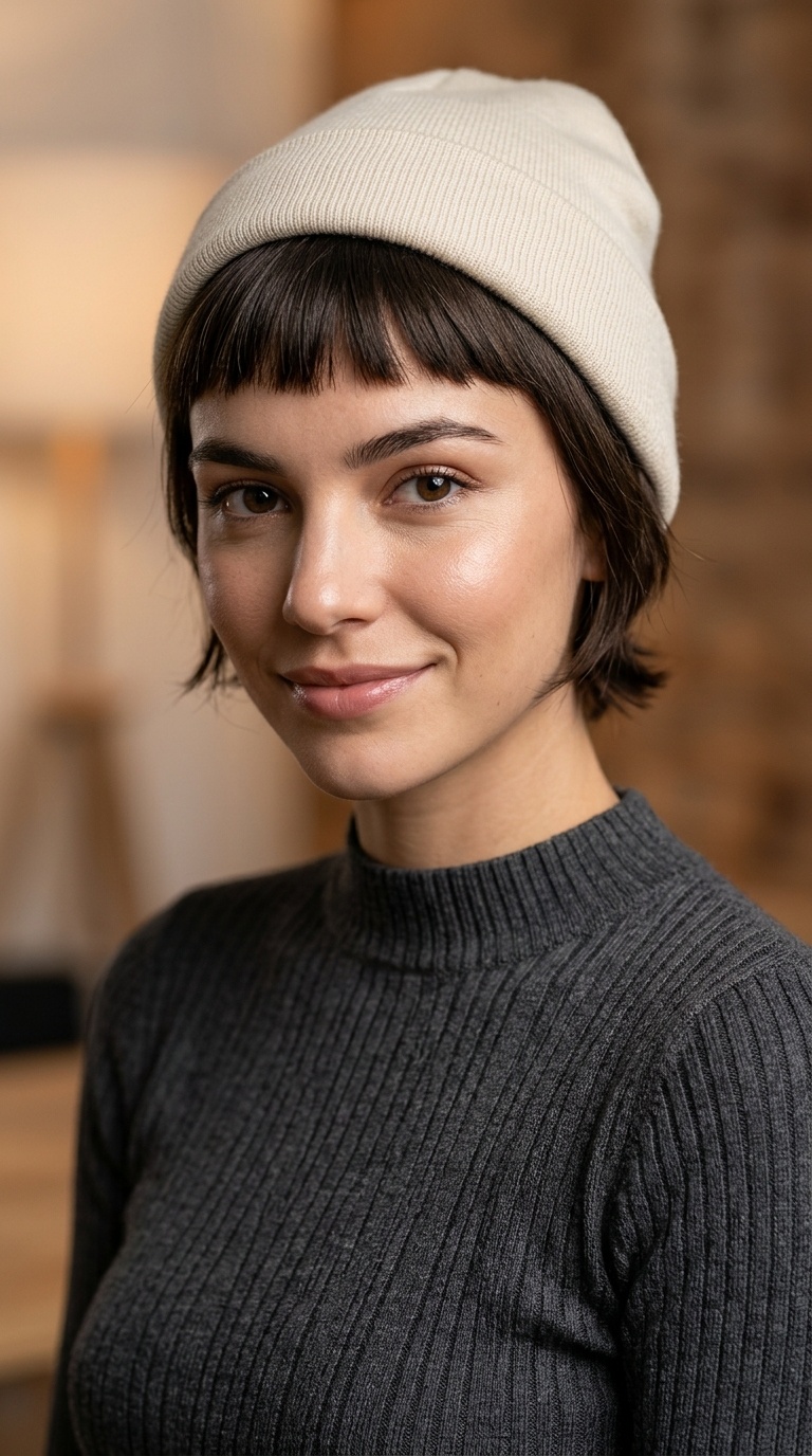 Micro Bangs and Ribbed Knit