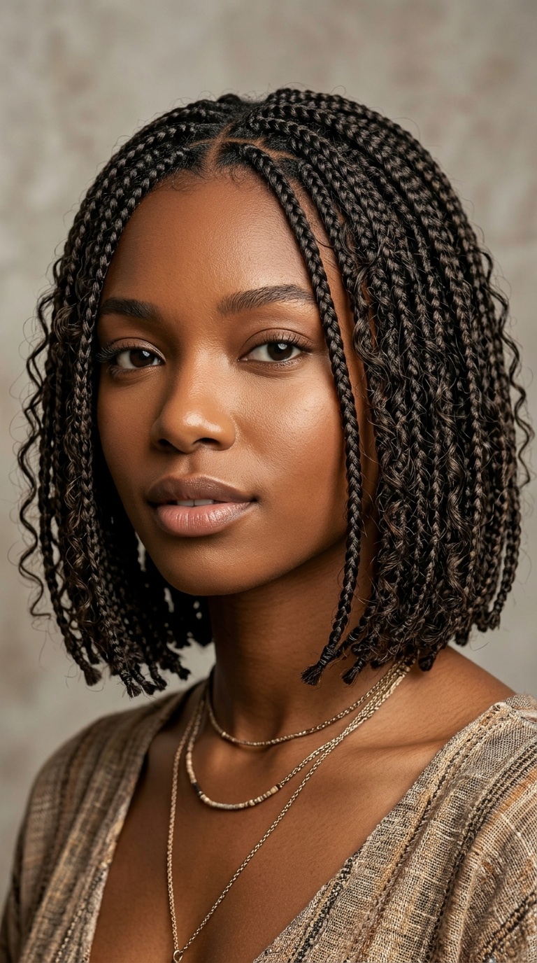 Micro Boho Braids in a Bob