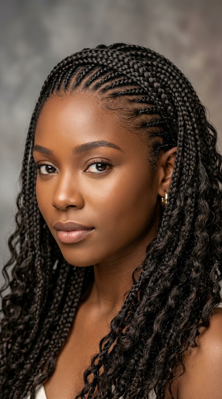 Micro-Braid Headband with a Horizontal Part