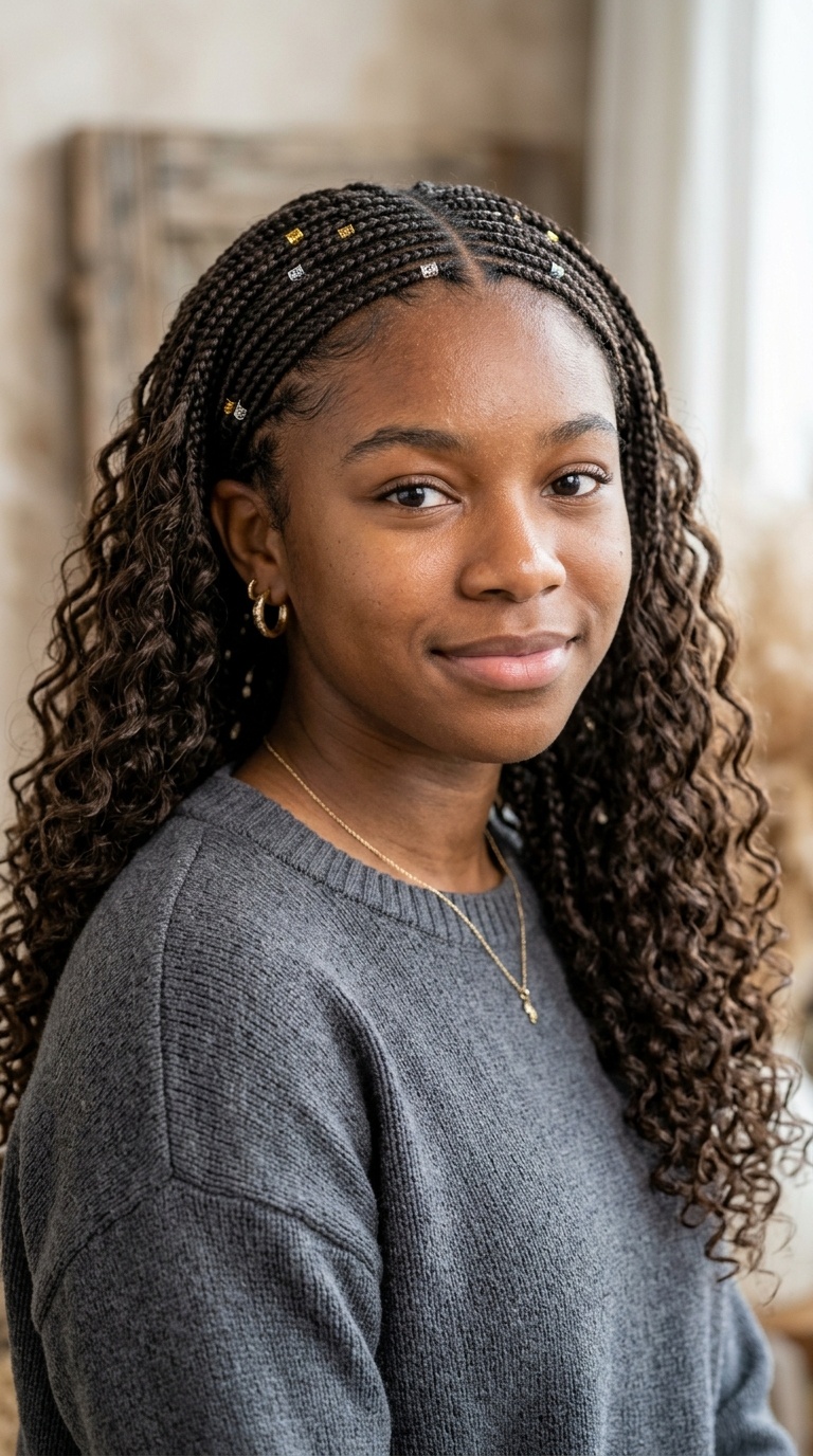 Micro-Braid Headband with Loose Curls