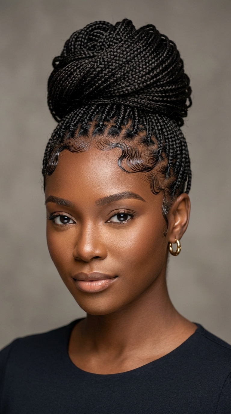 Micro-Braid Updo with Swirled Edges