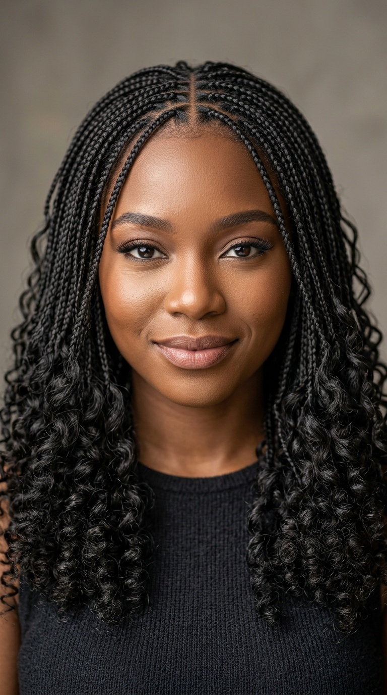 Micro Braids with Curly Ends