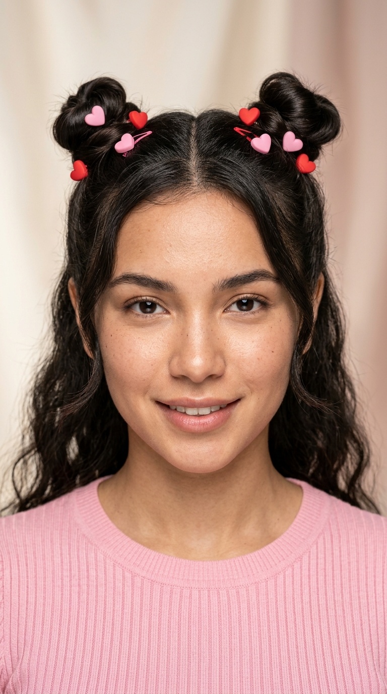 Micro-Space Buns with Heart Clips