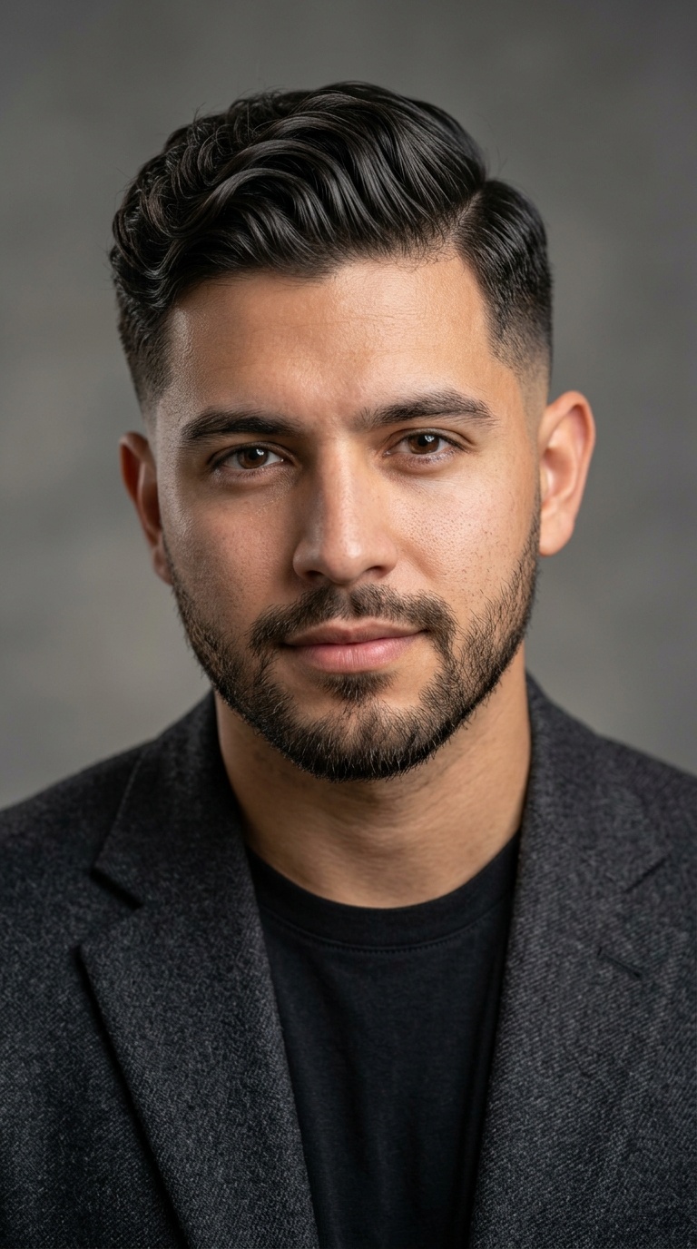 Mid-Fade with Wavy Side Sweep