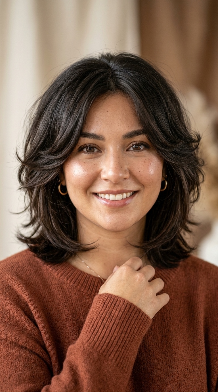 Mid-Length Bob with Butterfly Layers