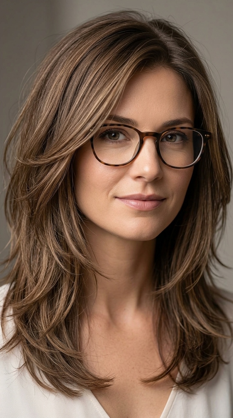 Mid-Length Layers with a Side Part
