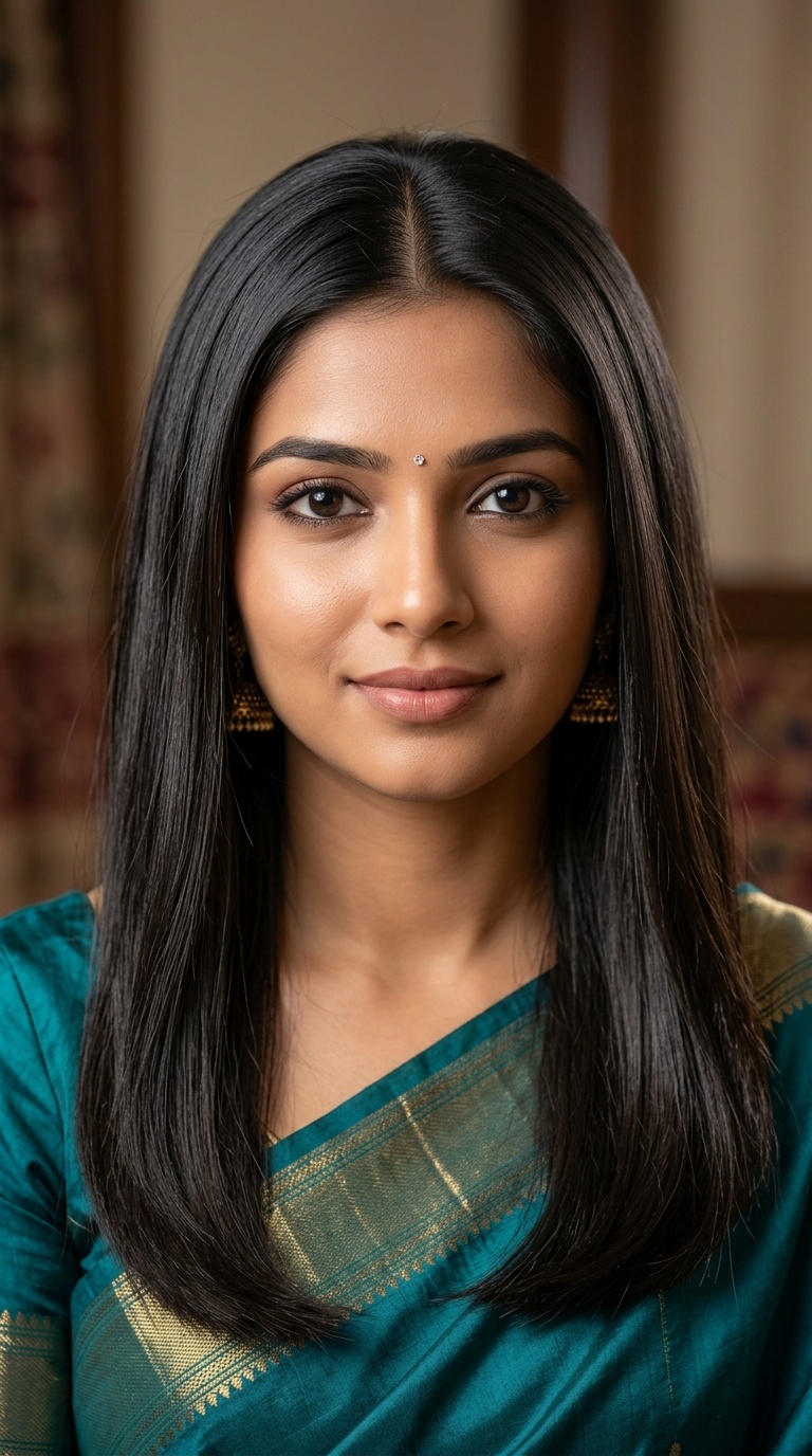 Mid-Parted Straight Silk
