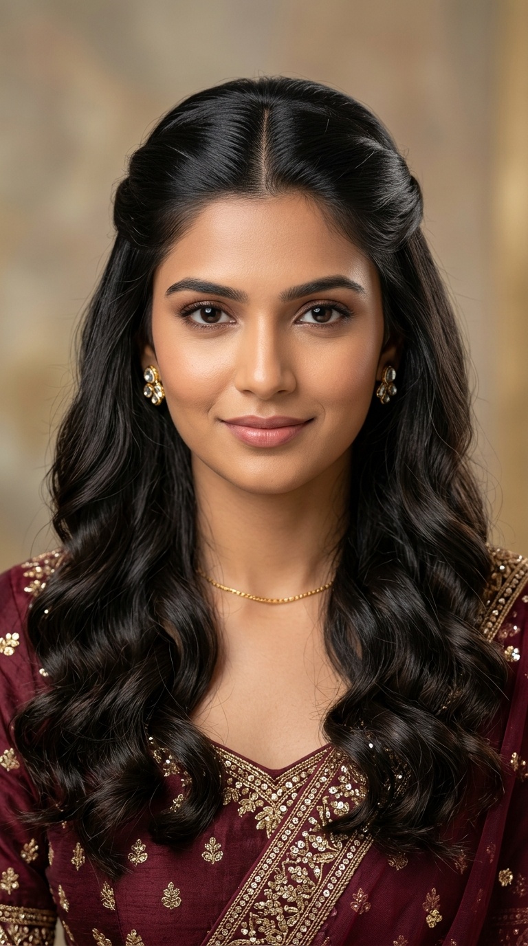 Middle-Parted Flowing Curls with Hidden Bobby Pins